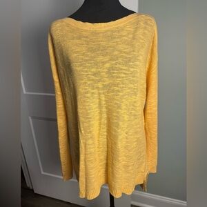 Eileen Fisher slub linen cotton bateau neck Sweater yellow